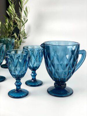 Набір 6 Келихів і Графин "Смарагд" Синій