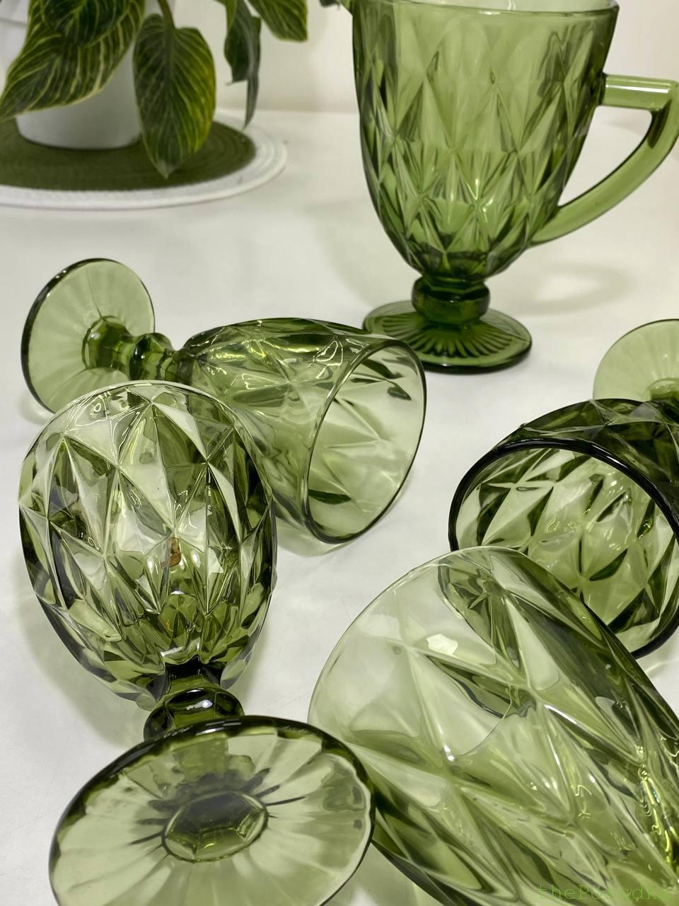 Набір 6 Келихів і Графин "Смарагд" Зелений Зображення 2 – thePosudka Набір 6 Келихів і Графин "Смарагд" Зелений - Зображення 2