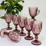 Набір 6 келихів та кувшин Olens "Смарагд" рожевий