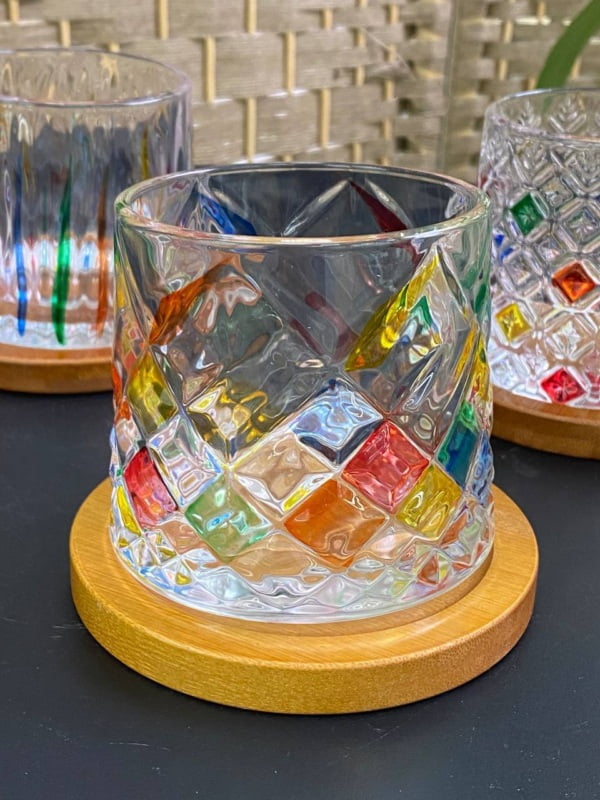 Склянка-доф для віскі з деревʼяною підставкою"Льодовий діамант" Дзига Зображення 2