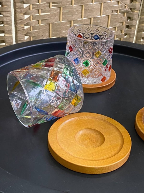 Склянка-доф для віскі з деревʼяною підставкою"Льодовий діамант" Дзига Зображення 3