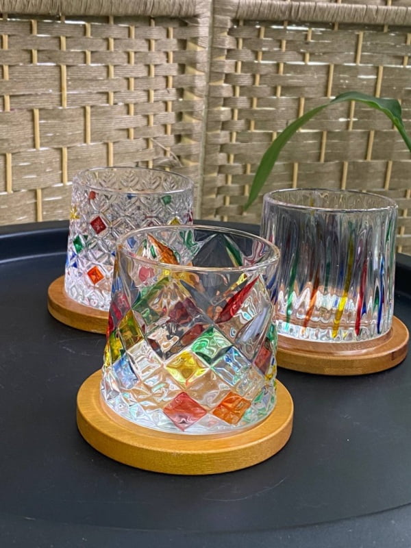 Склянка-доф для віскі з деревʼяною підставкою"Льодовий діамант" Дзига Зображення 5