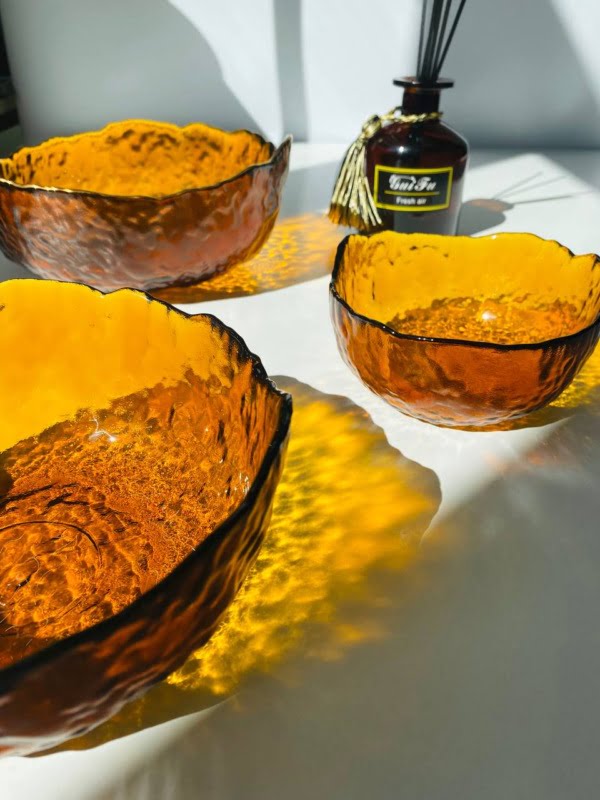 Салатник "Золота Маківка", великий, бурштиновий, 19,5 * 7,5 см Зображення 1