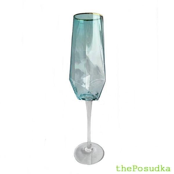 Келих для шампанського Olens "Блакитний діамант" 350 мл Зображення 5 – thePosudka Келих для шампанського Olens "Блакитний діамант" 350 мл - Зображення 5
