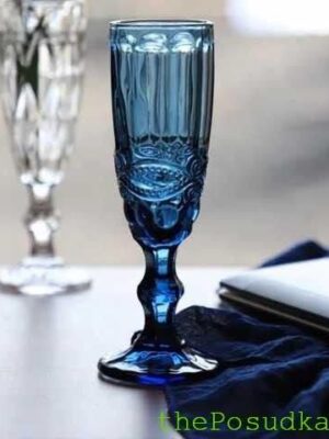 Келих для шампанського Olens "Вінтаж", 180 мл, скло, синій