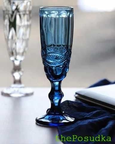 Келих для шампанського Olens "Вінтаж", 180 мл, скло, синій Зображення 1 – thePosudka Келих для шампанського Olens "Вінтаж", 180 мл, скло, синій