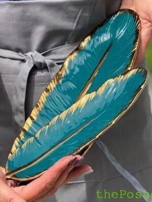 Тарілка Olens "Зелене перо", маленька 10*26*1.5 см