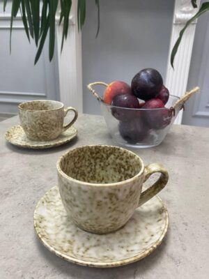 Набір Olens 4 чашки + 4 блюдця для чаю і кави "Нормандія", 300 мл