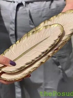 Тарілка Olens "Рожеве перо", велика 12,5*36*2.5 см