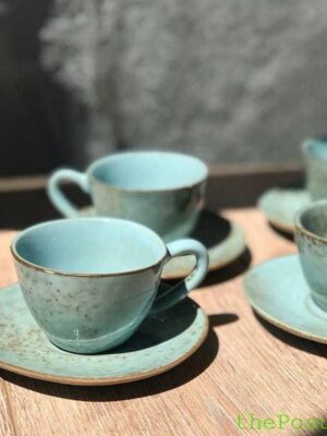 Набір 4 чашки + 4 блюдця Olens "Ретро" кавовий, 100 мл