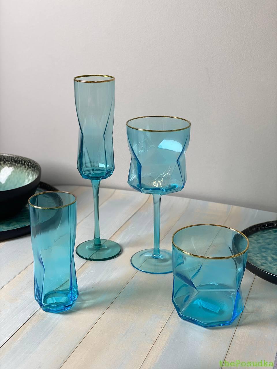 Набір 4 келихи для шампанського Olens "Блакитна геометрія", 250 мл Зображення 4 – thePosudka Набір 4 келихи для шампанського Olens "Блакитна геометрія", 250 мл - Зображення 4