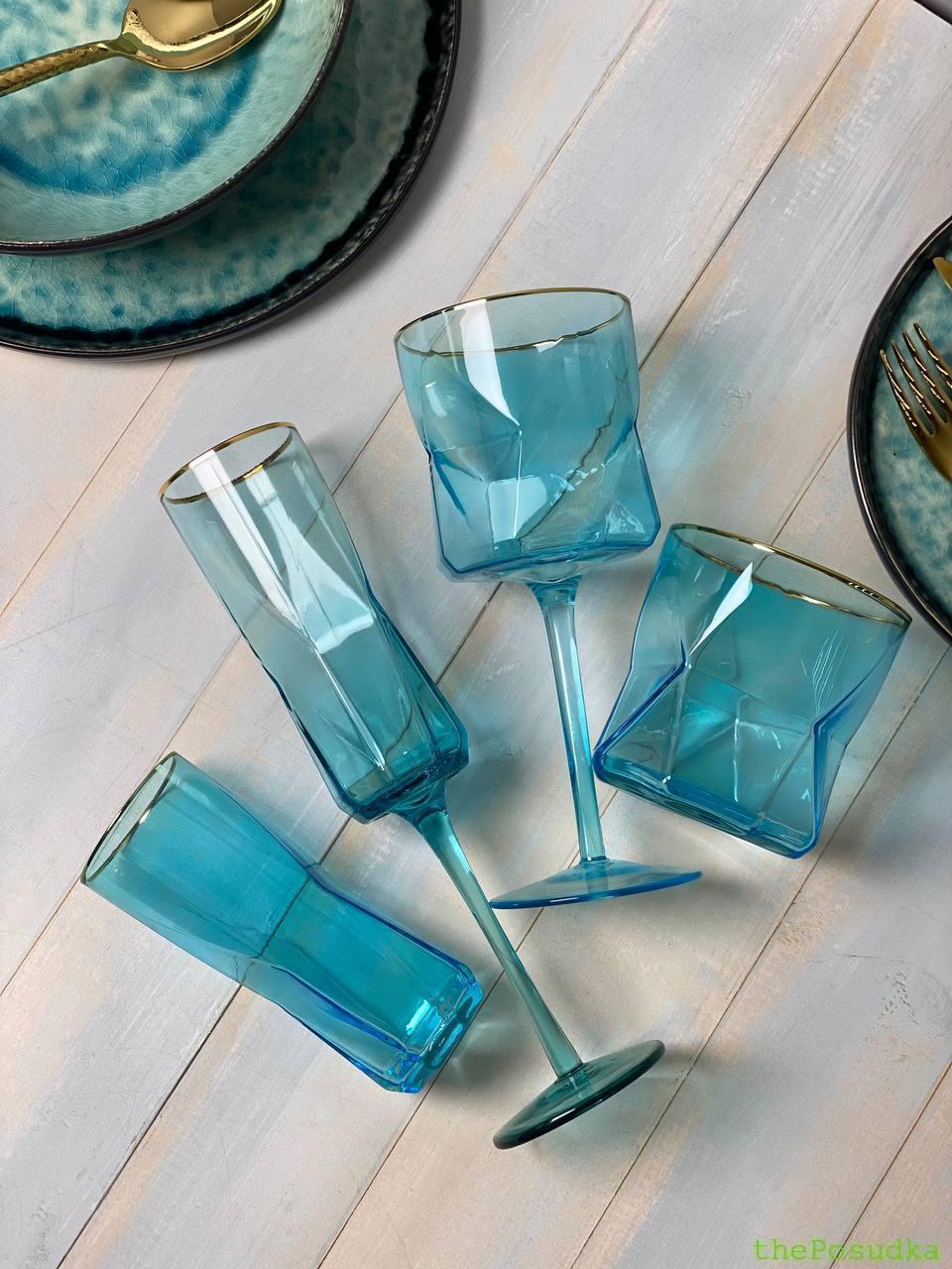 Набір 4 келихи для шампанського Olens "Блакитна геометрія", 250 мл Зображення 3 – thePosudka Набір 4 келихи для шампанського Olens "Блакитна геометрія", 250 мл - Зображення 3