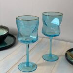 Набір 4 келихи для вина Olens "Блакитна геометрія", 310 мл