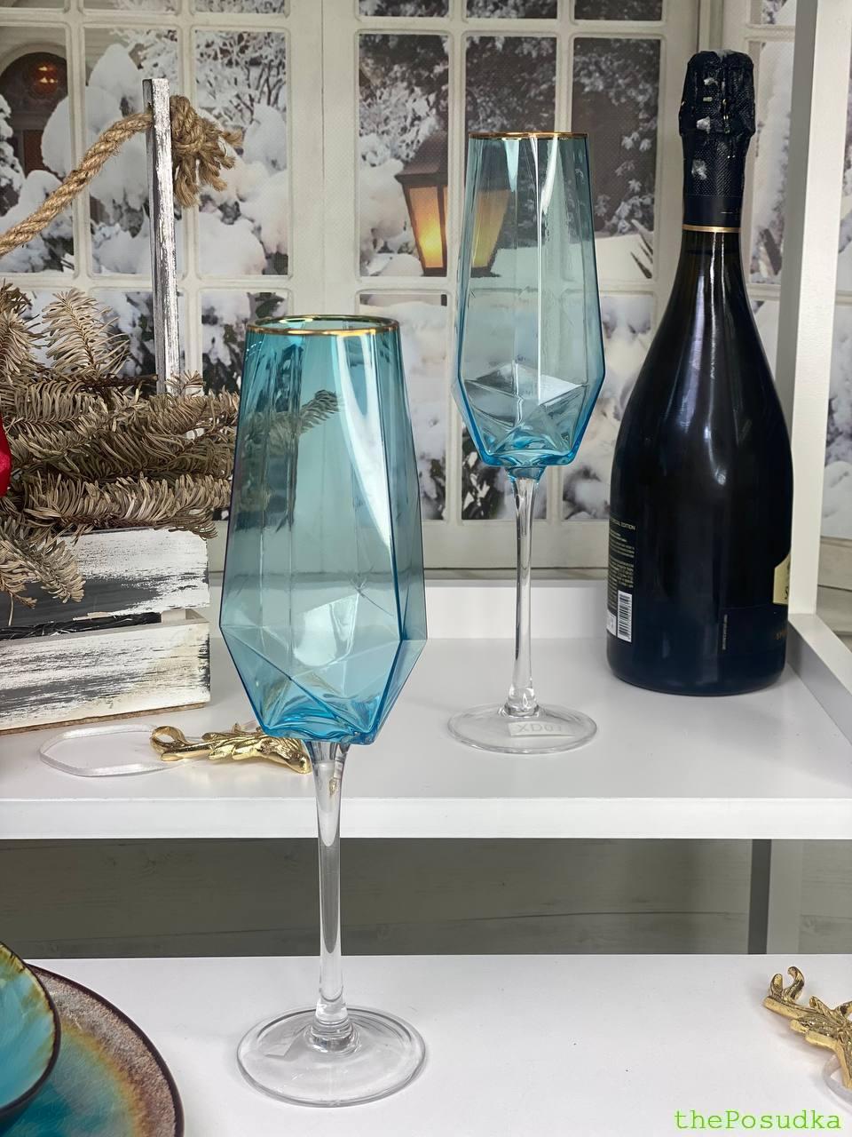 Келих для шампанського Olens "Блакитний діамант" 350 мл Зображення 3 – thePosudka Келих для шампанського Olens "Блакитний діамант" 350 мл - Зображення 3