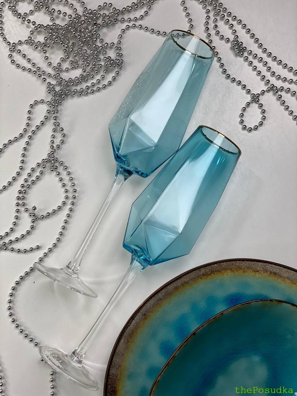 Келих для шампанського Olens "Блакитний діамант" 350 мл Зображення 1 – thePosudka Келих для шампанського Olens "Блакитний діамант" 350 мл