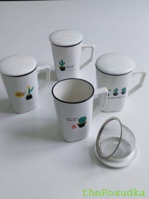 Чашка заварювальна з металевим ситом Olens "Супер-кактус", 350 мл