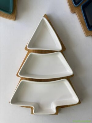 Цукерниця-соусниця 3-секційна "Біла ялинка" 26*15*5 см