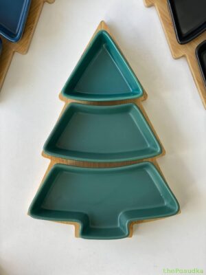 Цукерниця-соусниця 3-секційна "Зелена ялинка" 26*15*5 см