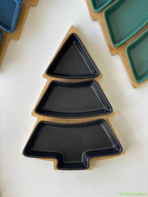 Цукерниця-соусниця 3-секційна "Чорна ялинка" 26*15*5 см