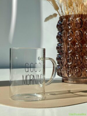 Набір 4 кружки скляні Olens "Доброго ранку" 470 мл