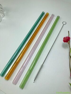 Набір 4 трубочки 8 х 200 мм і щітка "Веселка"