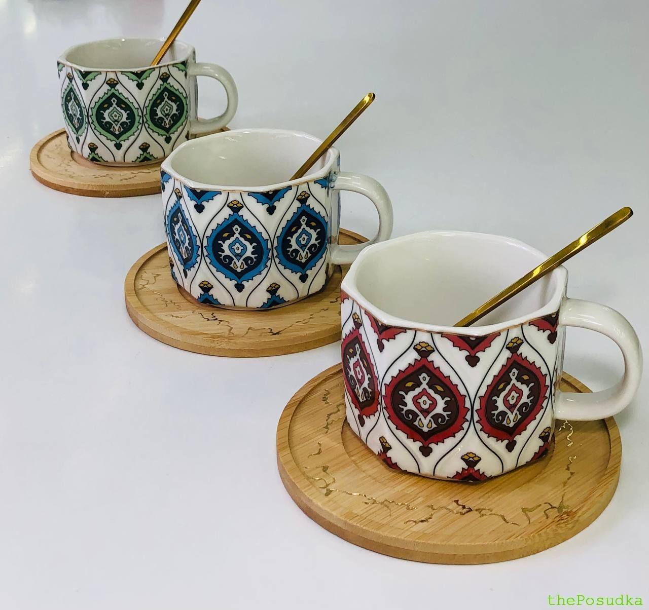 Чашка з блюдцем та ложкою Olens "Падишах", 250 мл, синя Зображення 4 – thePosudka Чашка з блюдцем та ложкою Olens "Падишах", 250 мл, синя - Зображення 4