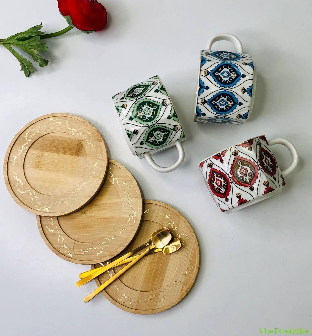 Чашка з блюдцем та ложкою Olens "Падишах", 250 мл, синя Зображення 5 – thePosudka Чашка з блюдцем та ложкою Olens "Падишах", 250 мл, синя - Зображення 5