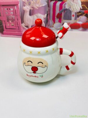 Кружка з кришкою і ложкою Olens "Кенді-Санта" 400 мл