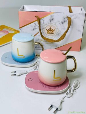 Кружка з кришкою, ложкою, блюдцем "Лакі" з підігрівом 440 мл