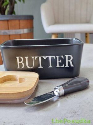 Маслянка з ножем Olens "Butter" чорна