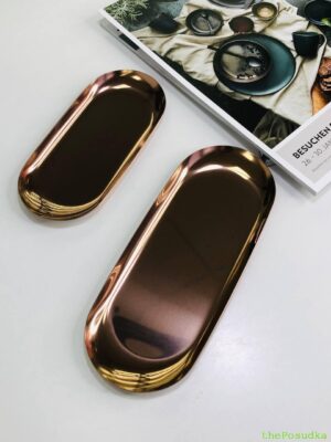 Тарілка овальна Olens "Мідний металік" 23*9.5 см