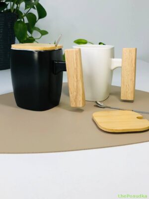 Набір 2 кружки з кришкою і ложкою "Мон-шер" 400 мл