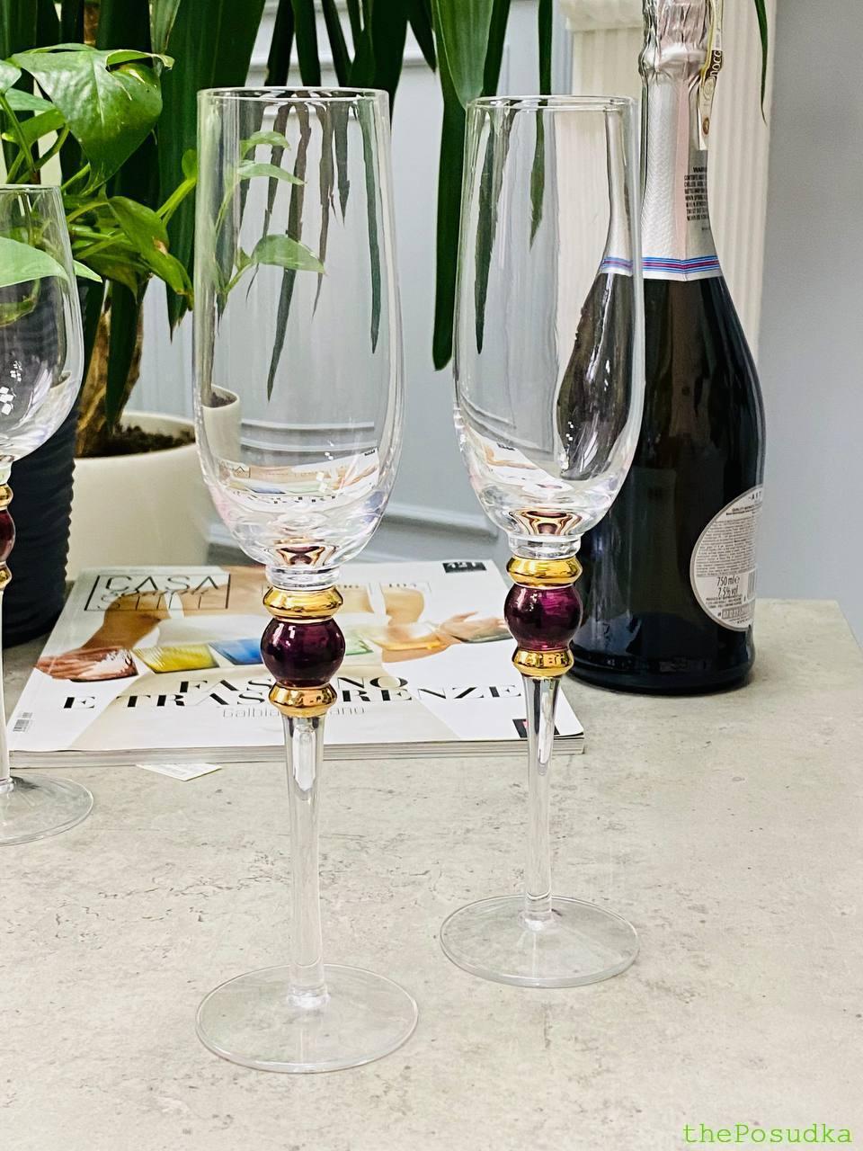 Набір 4 келихи для шампанського Olens "Спрей", 250 мл Зображення 1 – thePosudka Набір 4 келихи для шампанського Olens "Спрей", 250 мл