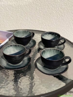 Набір для кави на 4 персони з чашками та блюдцями Olens “Грейсток”, 250 мл