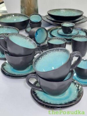 Набір на 4 персони, чашки з блюдцями, еспресо 100 мл, Olens "Блу-лейк"