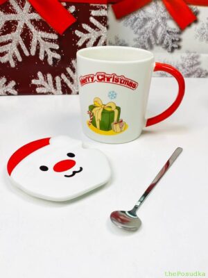 Кружка з кришкою і ложкою Olens "Новорічна 2024" 380 мл