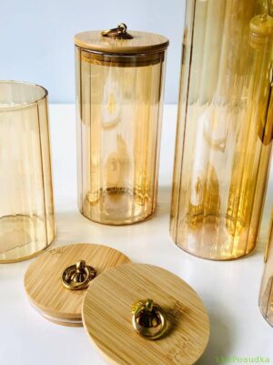 Ємність для зберігання, скляна банка Olens "Бурштинове кільце", 750 мл