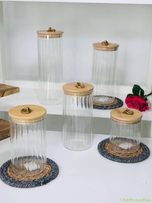 Ємність для зберігання, скляна банка Olens "Прозоре кільце", 1100 мл