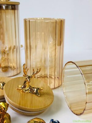 Скляна банка, цукерниця Olens "Золотий олень", 750 мл