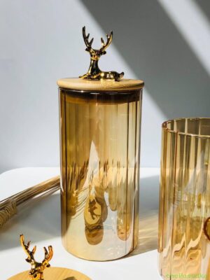 Скляна банка, цукерниця Olens "Золотий олень", 950 мл