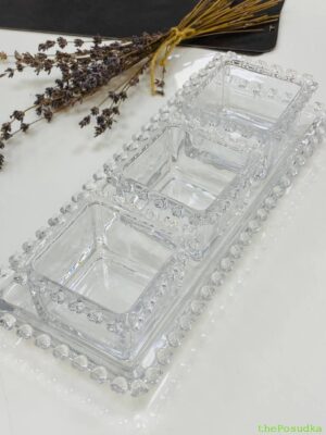 Набір настільний Olens «Прозоре Серце» таця + 3 контейнери, 125 мл