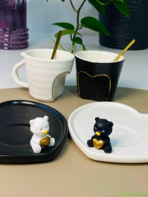 Чашка з блюдцем та ложкою "Закохане Ведмежа", 140 мл