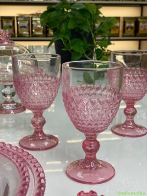 Набір 6 Келихів для Вина Olens «Рожеве Серце» 300 мл