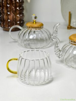 Система знижок та Оптове Замовлення Посуду Зображення 6 – thePosudka Кружка скляна "Панянка", прозора 420 мл