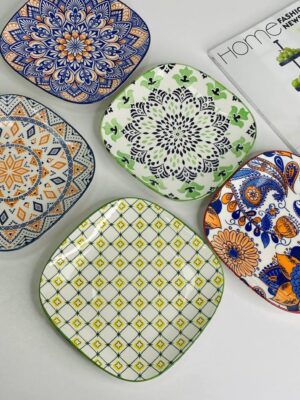 Набір 4 квадратні тарілки Оlenc "Тригір'я" 20,5*2,5  см