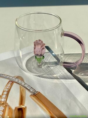 Кружка скляна Olens "Рожева троянда" 400 мл