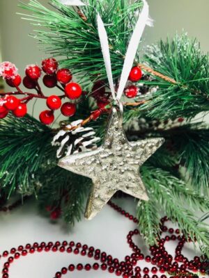 Прикраса ялинкова Olens «Срібна зірка», 9*9 см