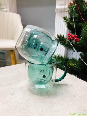 Склянка з подвійного скла Olens «Смаргдовий Умка» 250 мл