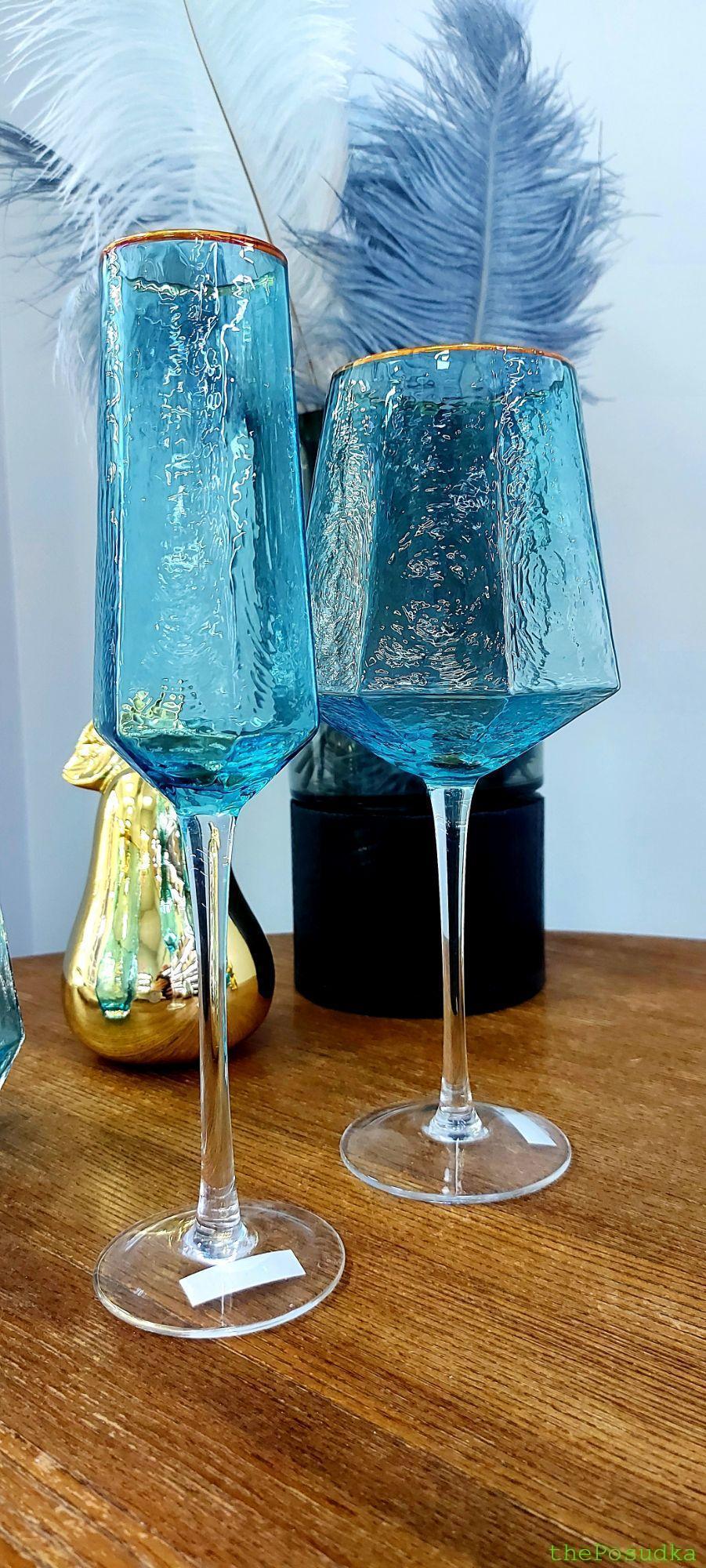 Набір Келихів для Вина і Шампанського, Склянок "Бірюза" Зображення 4 – thePosudka Набір Келихів для Вина і Шампанського, Склянок "Бірюза" - Зображення 4