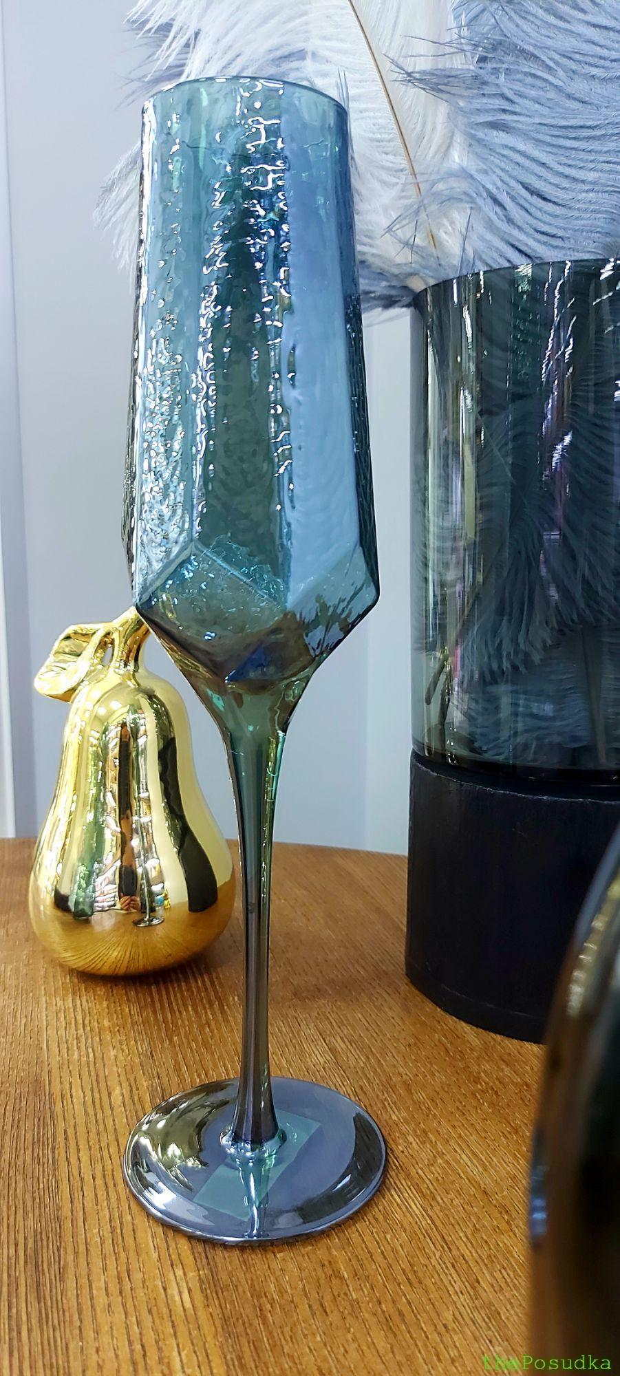 Набір 2 келихи для шампанського Olens "Дзеркальна бірюза", 200 мл Зображення 1 – thePosudka Набір 2 келихи для шампанського Olens "Дзеркальна бірюза", 200 мл